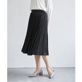 ブラック | サテンプリーツスカート | ikka 