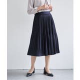 ネイビーブルー | サテンプリーツスカート | ikka 