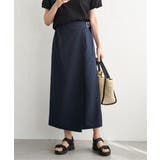 ネイビーブルー | バックル付きラップ風スカート | ikka 