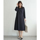 ネイビーブルー | 【フォーマル対応】カットジョーゼットウエストタブワンピース | ikka 