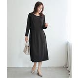 ブラック | 【フォーマル対応】カットジョーゼットウエストタブワンピース | ikka 