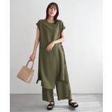 オリーブ | 【接触冷感／2点セット】冷感スラブワンピースセットアップ | ikka 