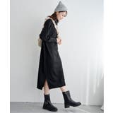 ブラック | タートルニットスリットワンピース | ikka