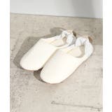 オフホワイト | YORI ワッフルかかとリボンバブーシュ M | ikka 