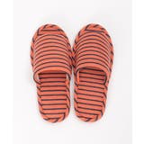 オレンジ | パイルボーダー外縫いスリッパ | ikka 