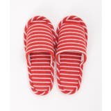 レッド | パイルボーダー外縫いスリッパ | ikka 