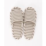 ベージュ | パイルボーダー外縫いスリッパ | ikka 