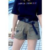 オリーブ | ベルトつきカーゴショートパンツ | Candy Beans