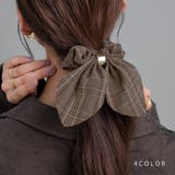 シュシュ スカーフリボン グレンチェック柄 | CREAM-DOT | 詳細画像1 