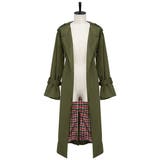 KHAKI | フレアスリーブノーカラーロング丈着流しとろみトレンチコート | TEANY