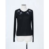 ililil地雷ちゃんのクロス刺繍キラキラリブカットソー 全1色 スカラップ襟 | ililil | 詳細画像9