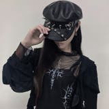 MAD MADピアスデザインハトメスタッズPUレザーキャスケット 全1色 | ililil | 詳細画像2