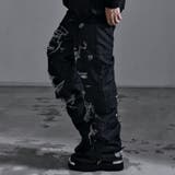 NOVESSEL【ノベセル】ダメージデニムワイドパンツ 全1色 クラッシュデニム | ililil | 詳細画像4 