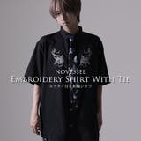 "NOVESSEL【ノベセル】花柄ジャカードネクタイ付き半袖シャツ/全1色" | ililil | 詳細画像1