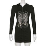 NOVESSELフード付きプリントジップアップ長袖カットソー 全1色 ロンT | ililil | 詳細画像6