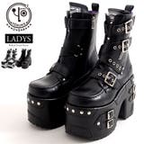 YOSUKE【ヨースケ】レディースデザインベルトスタッズプラットフォームブーツ … | ililil | 詳細画像1 