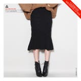 韓国ファッション 美ライン♪裾フリルタイトアラン編みニットスカート タイトスカート | DarkAngel | 詳細画像2 