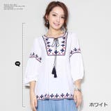 韓国ファッション 刺繍ブラウス チュニックトップス9分袖 | DarkAngel | 詳細画像11 