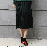 韓国ファッション アコーディオンプリーツベロアスカート レディース | DarkAngel | 詳細画像4 