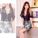 [S～LL 4サイズ展開] レースVネックフロントジップバックルベルトモチーフタ… | Dazzy | 詳細画像14 