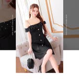 [SML 3サイズ展開] ラインストーンシアーフリルオフショルAラインミニドレス | Dazzy | 詳細画像13 