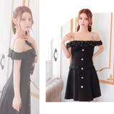 [SML 3サイズ展開] ラインストーンシアーフリルオフショルAラインミニドレス | Dazzy | 詳細画像15 