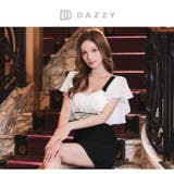 二の腕カバーシフォンフレア袖バイカラー脚長魅せベルトモチーフミニ丈キャバドレス[… | Dazzy | 詳細画像19 