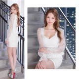 美デコルテ叶うスクエアネック×華奢魅せウエストビジューペプラムシアーレース長袖タ… | Dazzy | 詳細画像24 