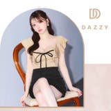 大胆デコルテ魅せ×美くびれバイカラー♪リボンが大人可愛いフリル袖タイトミニ丈キャ… | Dazzy | 詳細画像19