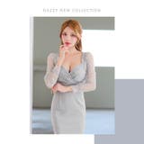 二の腕隠しレース長袖×脚長効果♪カシュクール切り替えのタイトミニ丈キャバドレス[… | Dazzy | 詳細画像25