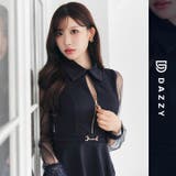 [伊藤桃々着用]あざとセクシー谷間ジップ×上品チュール袖♪お腹すっきりペプラムタ… | Dazzy | 詳細画像24 