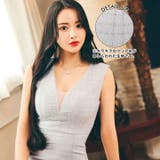 キャバドレスノースリーブ チェック柄 シースルー | Dazzy | 詳細画像3 