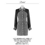 高級感あふれるパールボタンストレッチツイード×シアー袖キャバドレス | Dazzy | 詳細画像14 