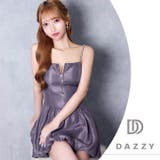 艶やかリッチなサテン×大胆谷間魅せジップ♪キラキラビジューが映えるAラインミニ丈… | Dazzy | 詳細画像23 