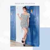  モノトーンドットサイドギャザーカットアウトタイトミニドレス  | Dazzy | 詳細画像14 
