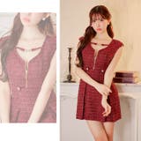 [伊藤桃々着用]大人の輝き放つ胸元ジップ×スパンコールツイード華奢魅せAラインミ… | Dazzy | 詳細画像25 