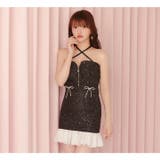 スパンコール輝くクロスネックと谷間ジップマーメイドミニ丈キャバドレス[SML 3… | Dazzy | 詳細画像30 