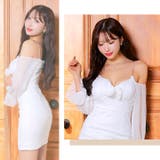 [伊藤桃々着用]ビジューストーン煌めくフリルオフショルタイトミニ丈キャバドレス | Dazzy | 詳細画像25 