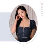 ラメツイードビジューフロントジップ半袖タイトミニ丈キャバドレス[SML 3サイズ… | Dazzy | 詳細画像21