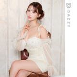 [伊藤桃々着用]ビジューオフショルリボン谷間ジップチュール袖タイトミニ丈キャバド… | Dazzy | 詳細画像28 