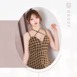 レトロチェック×クロスホルター♪同伴や私服にも着回せるフレアAラインロング丈キャ… | Dazzy | 詳細画像23