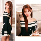 肩見せが色っぽい高級感パールボタンバイカラーリブニットミニ丈ワンピース[カジュア… | Dazzy | 詳細画像20 