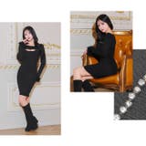 SEXY谷間カット×煌めくビジューフェザースリーブリブニットワンピース[カジュア… | Dazzy | 詳細画像26 