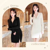 リブニットジップスリット長袖ミニワンピース | Dazzy | 詳細画像27