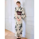 [3点SET]モノトーン牡丹柄浴衣【YUKATA by dazzy】 | Dazzy | 詳細画像3 