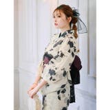 [3点SET]モノトーン牡丹柄浴衣【YUKATA by dazzy】 | Dazzy | 詳細画像4 