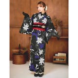 [3点SET]黒地×百合柄浴衣【YUKATA by dazzy】 | Dazzy | 詳細画像3 