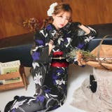 [3点SET]黒地×百合柄浴衣【YUKATA by dazzy】 | Dazzy | 詳細画像4 