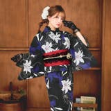 [3点SET]黒地×百合柄浴衣【YUKATA by dazzy】 | Dazzy | 詳細画像6 