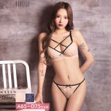 パイピングクロスレーシィブラジャー&バック透けフルバックショーツ | Dazzy | 詳細画像1 